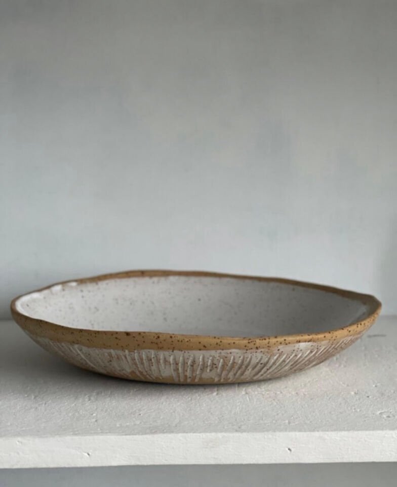 Stoneware Sarı Benekli Tabak