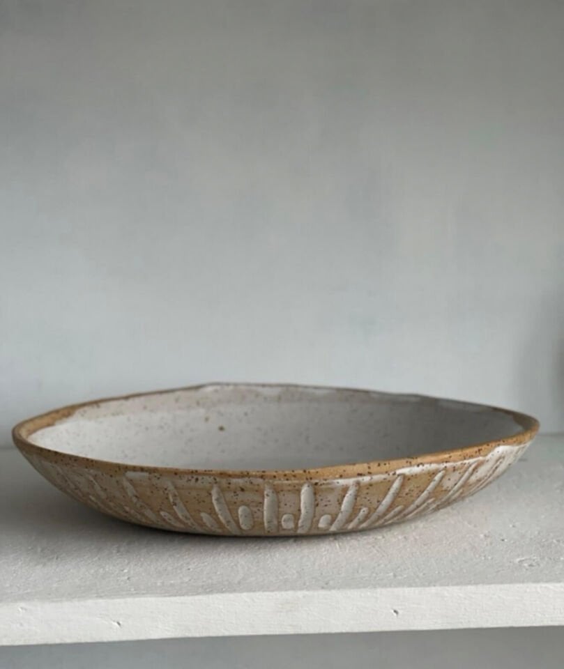 Stoneware Sarı Benekli Tabak