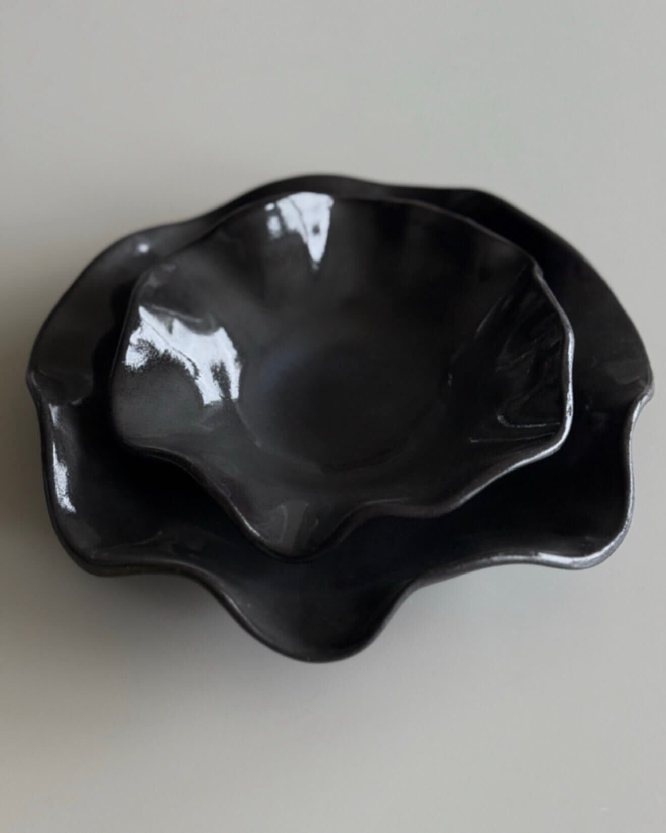 2li Siyah Kıvrık Tabak Set