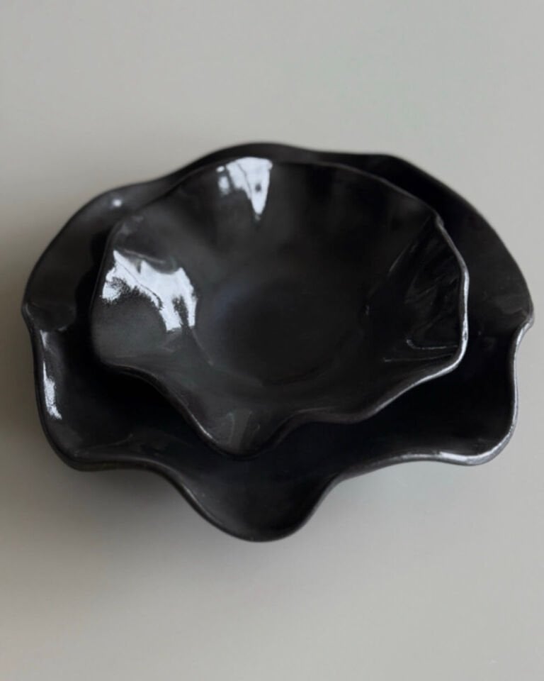 2li Siyah Kıvrık Tabak Set