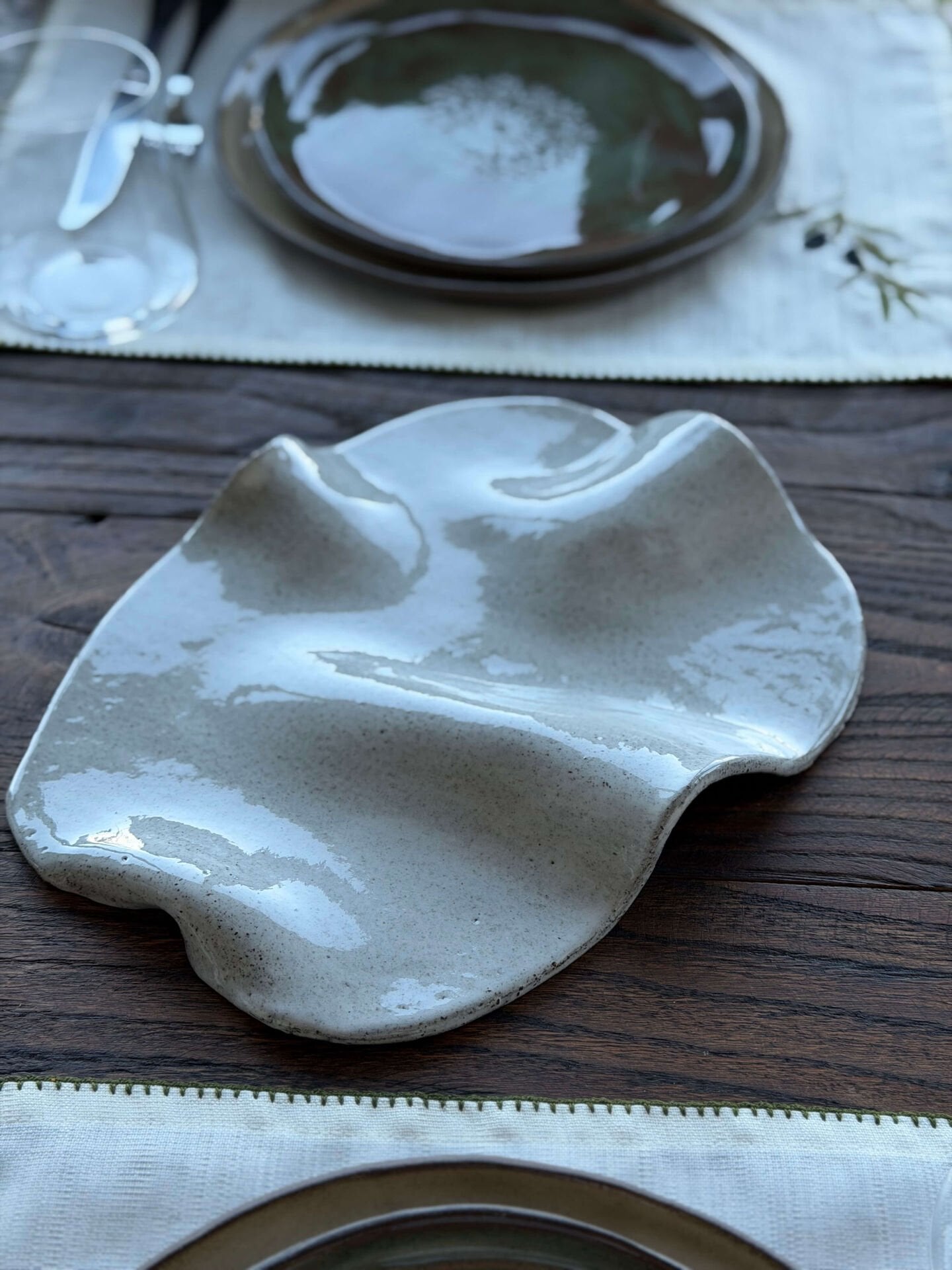 Stoneware Peynir Sunum Tabağı