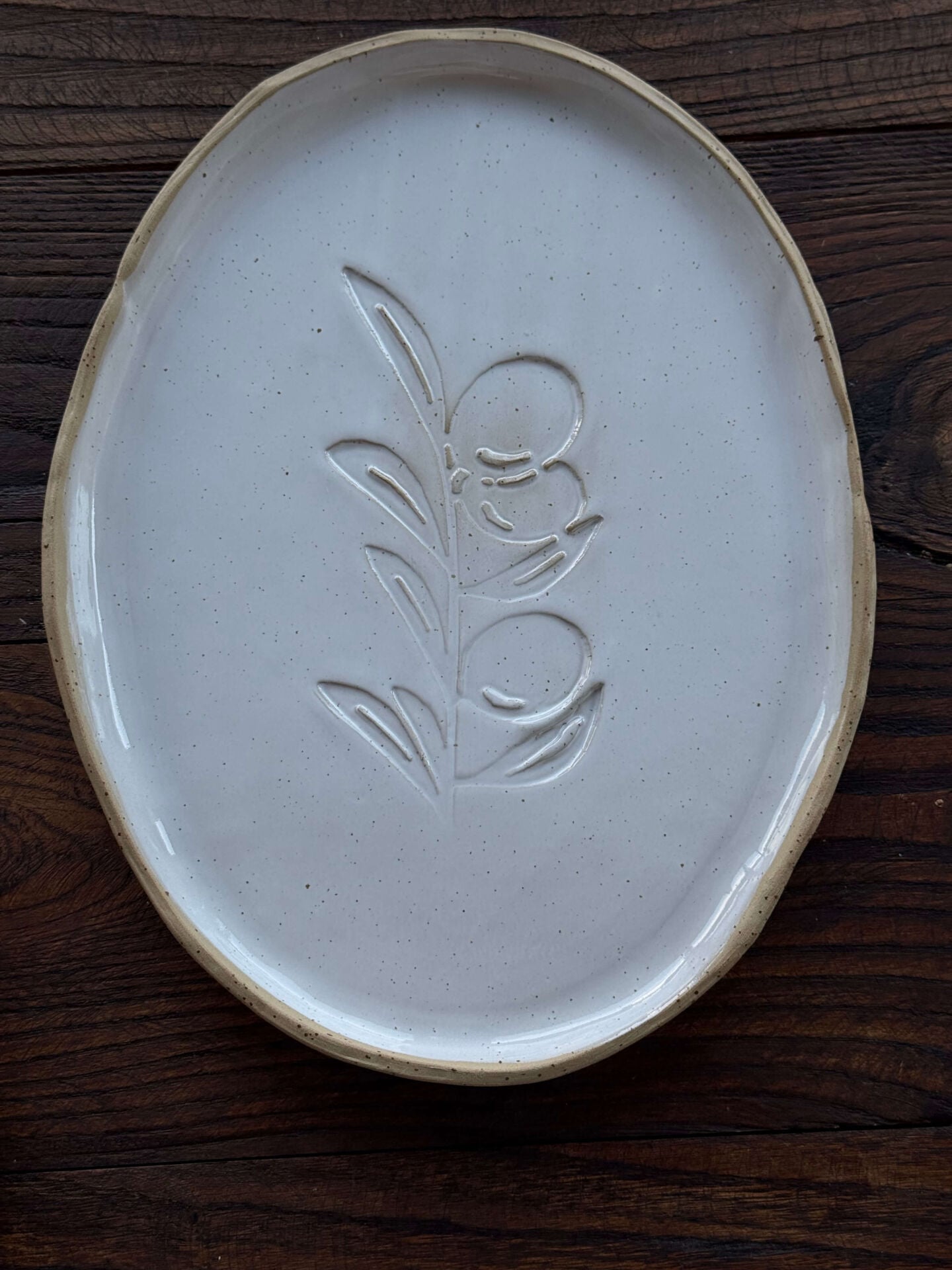 Zeytin Desenli Kayık Tabak