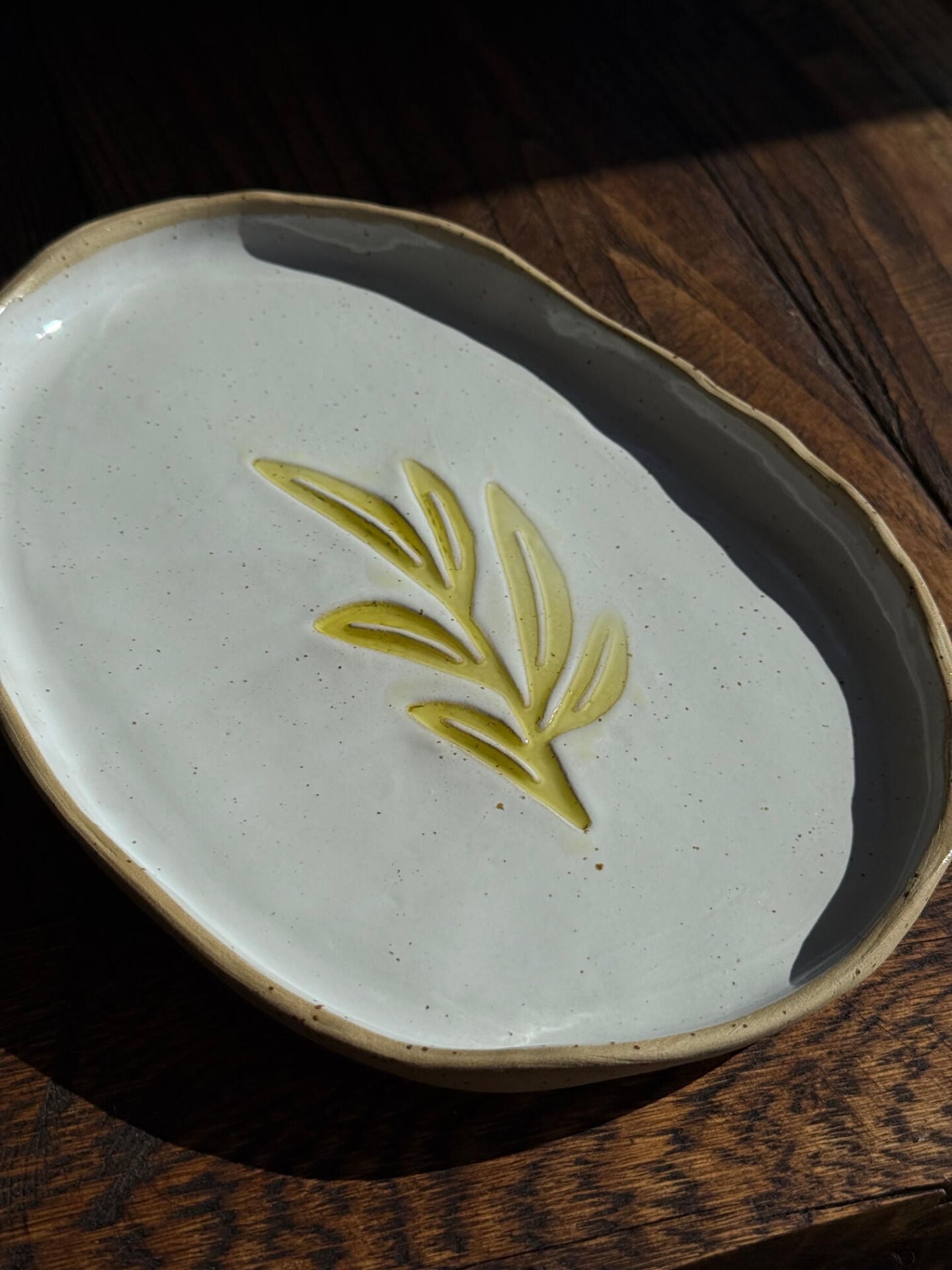 Zeytin Desenli Kayık Tabak