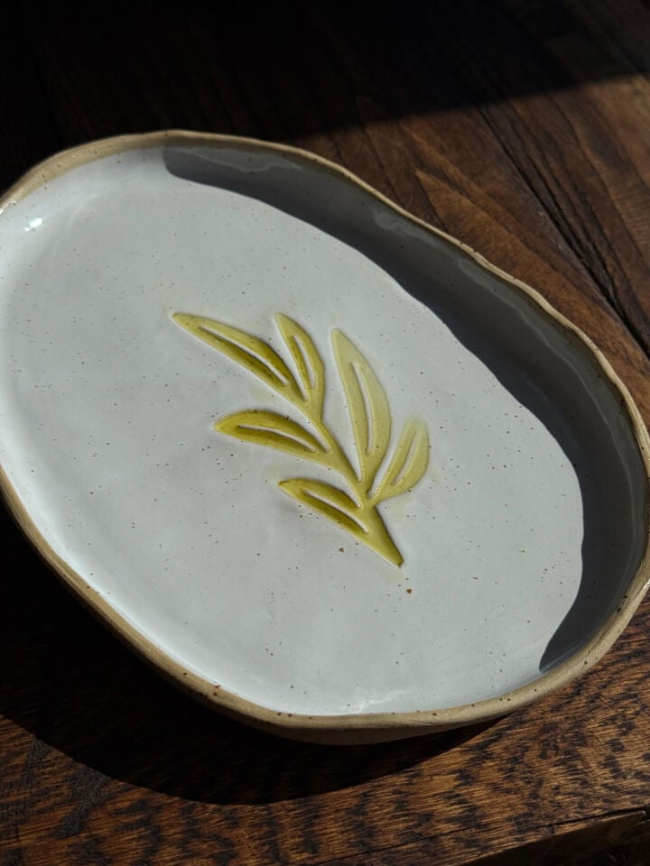 Zeytin Desenli Kayık Tabak